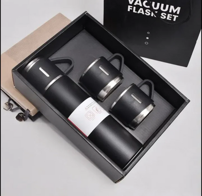 New Shape Vacuum Flask Bottle with 3 Cups and Gift Box