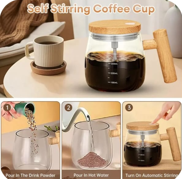 Electric Self Stirring Coffee Cup – USB Rechargeable Automatic Mixing Mug (7000 RPM, 2 Whisk Heads)  Alternative short version (ads ke liye):  Self Stirring Coffee Mug – Automatic USB Rechargeable Mixing Cup