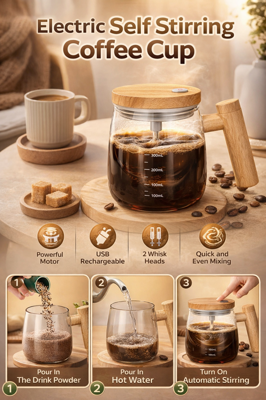 Electric Self Stirring Coffee Cup – USB Rechargeable Automatic Mixing Mug (7000 RPM, 2 Whisk Heads)  Alternative short version (ads ke liye):  Self Stirring Coffee Mug – Automatic USB Rechargeable Mixing Cup
