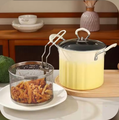 3-in-1 Multi Functional Stainless Steel Cooking Pot with Fryer Basket – Deep Fry, Steam & Boil | Premium Kitchen Cookware