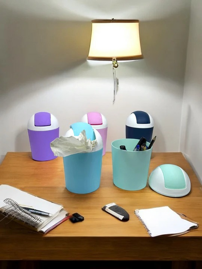 Premium Mini Desktop Dustbin with Swing Lid | Stylish Table Trash Can for Office, Bedroom & Kitchen – Durable Plastic