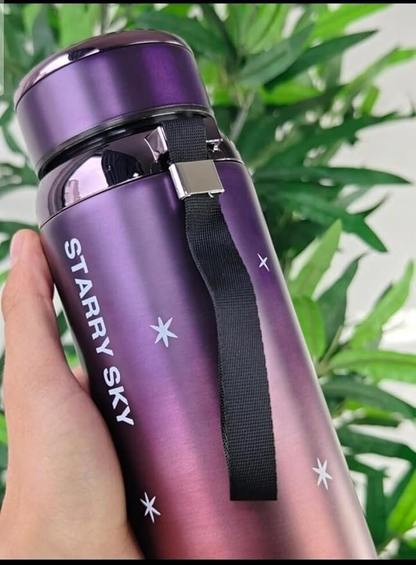 Starry Sky Stainless Steel Insulated Water Bottle – Leakproof Thermal Flask with Strap (Hot & Cold Retention)