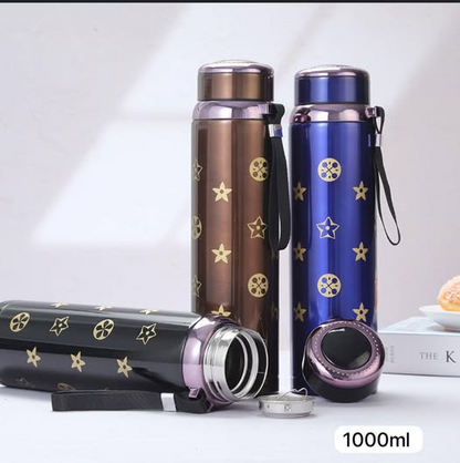Starry Sky Stainless Steel Insulated Water Bottle – Leakproof Thermal Flask with Strap (Hot & Cold Retention)