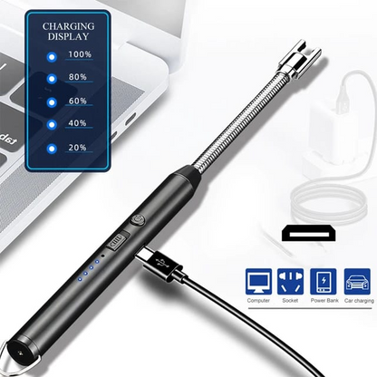 USB Rechargeable Electric Arc BBQ Lighter – Windproof Flameless Flexible Long Neck