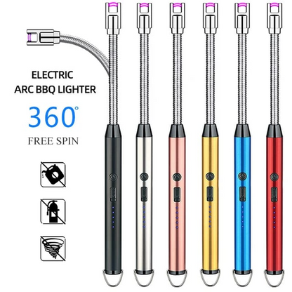 USB Rechargeable Electric Arc BBQ Lighter – Windproof Flameless Flexible Long Neck