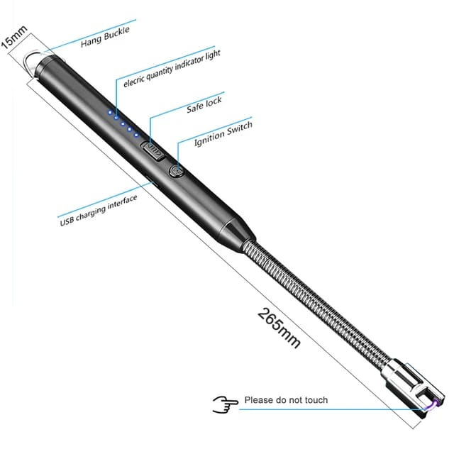 USB Rechargeable Electric Arc BBQ Lighter – Windproof Flameless Flexible Long Neck