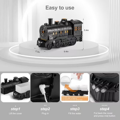 Luxury Vintage Train Aroma Diffuser – Smart Ultrasonic Essential Oil Humidifier with Remote & Ambient Light