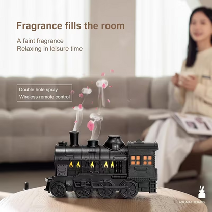 Luxury Vintage Train Aroma Diffuser – Smart Ultrasonic Essential Oil Humidifier with Remote & Ambient Light