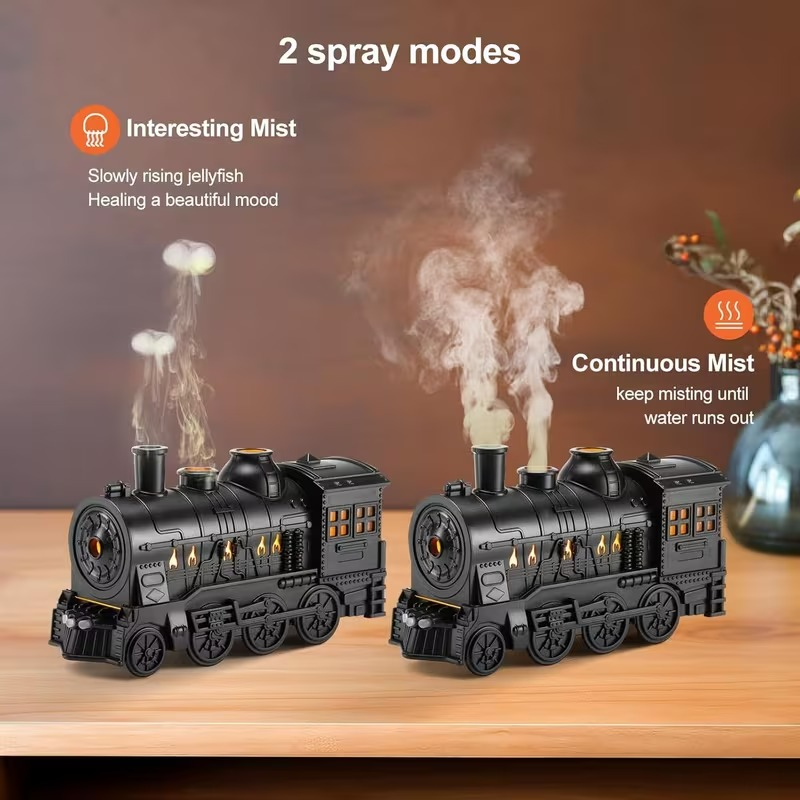 Luxury Vintage Train Aroma Diffuser – Smart Ultrasonic Essential Oil Humidifier with Remote & Ambient Light