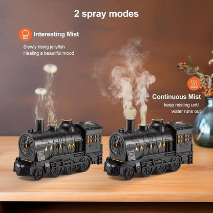 Luxury Vintage Train Aroma Diffuser – Smart Ultrasonic Essential Oil Humidifier with Remote & Ambient Light