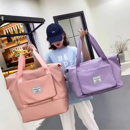 Large Capacity Travel Duffle Bag with Shoe Compartment – Waterproof Weekender Tote for Women