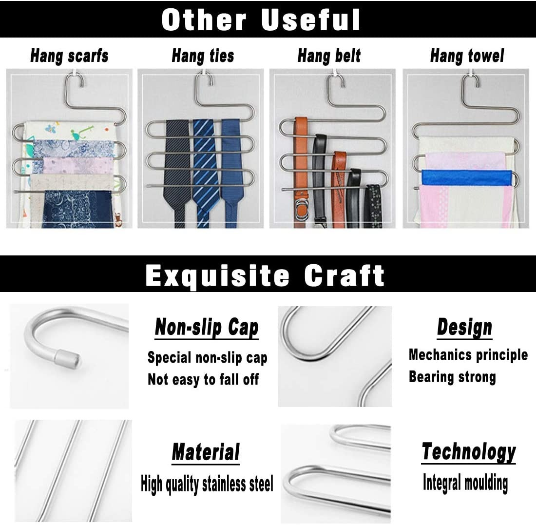 Luxury Multi-Layer Pants Hanger – Space Saving Stainless Steel Closet Organizer