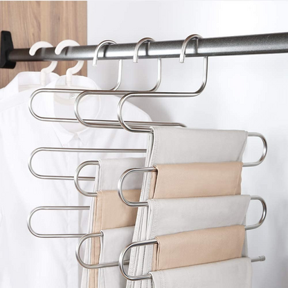 Luxury Multi-Layer Pants Hanger – Space Saving Stainless Steel Closet Organizer