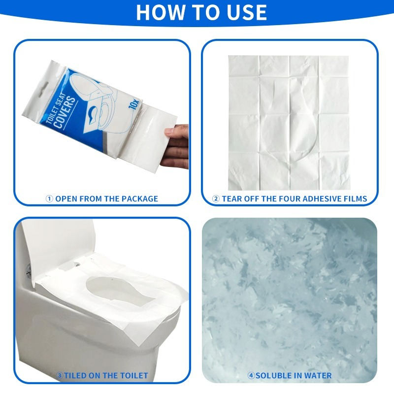 Disposable Toilet Seat Covers 10 Pack – Portable Waterproof Flushable Toilet Seat Protectors for Travel, Public Restrooms, Hospital & Hotel Use
