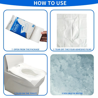 Disposable Toilet Seat Covers 10 Pack – Portable Waterproof Flushable Toilet Seat Protectors for Travel, Public Restrooms, Hospital & Hotel Use