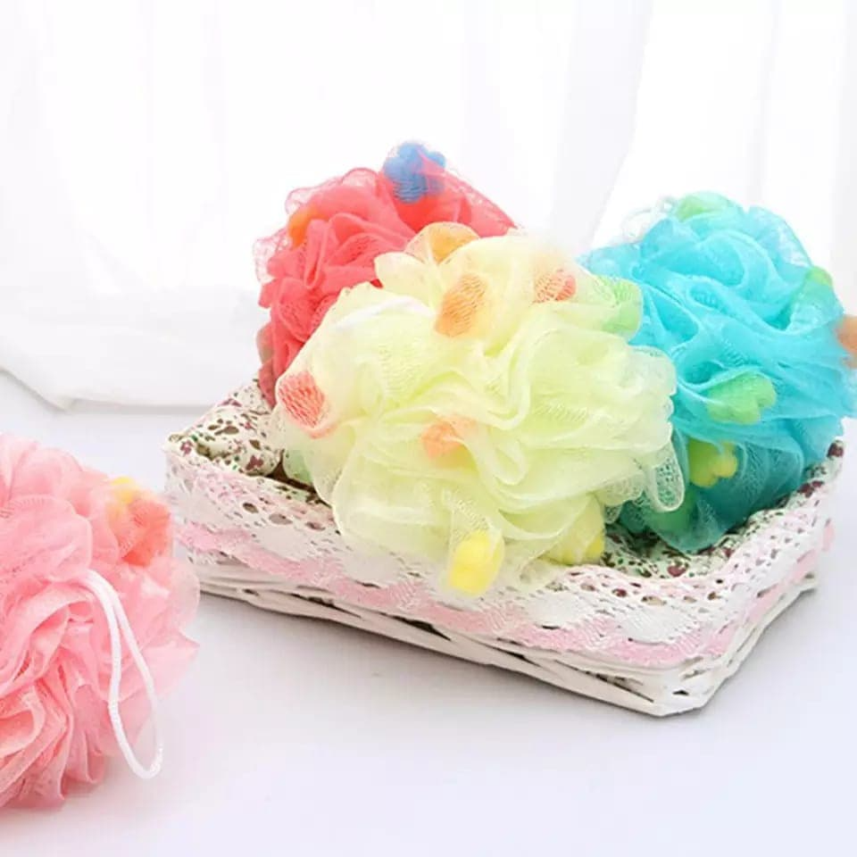 Premium Soft Bath Loofah Sponge | Exfoliating Shower Body Scrubber | Colorful Mesh Bath Pouf for Deep Cleansing
