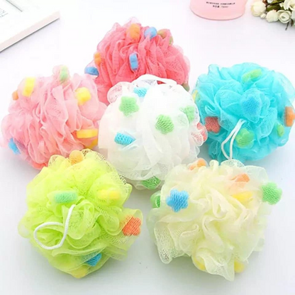 Premium Soft Bath Loofah Sponge | Exfoliating Shower Body Scrubber | Colorful Mesh Bath Pouf for Deep Cleansing
