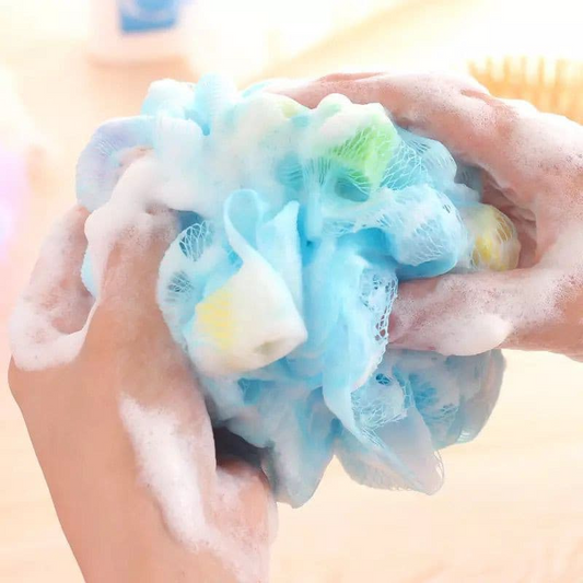 Premium Soft Bath Loofah Sponge | Exfoliating Shower Body Scrubber | Colorful Mesh Bath Pouf for Deep Cleansing
