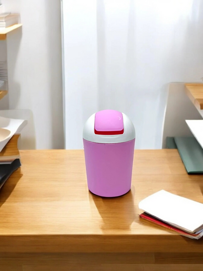 Premium Mini Desktop Dustbin with Swing Lid | Stylish Table Trash Can for Office, Bedroom & Kitchen – Durable Plastic